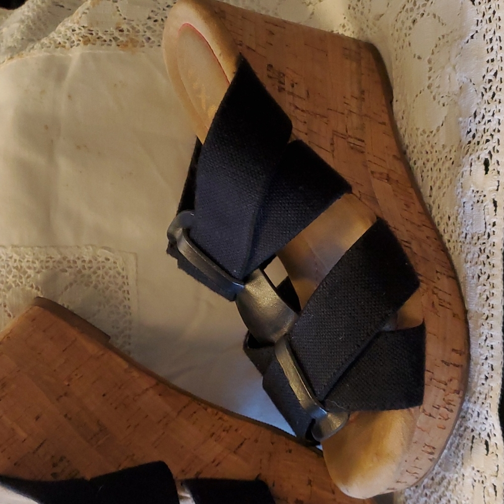 Black Sandal Cork Wedges
